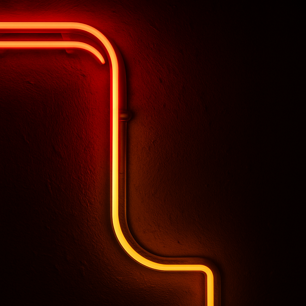 Neon signage detail with warm ambient glow inside a late-night lounge